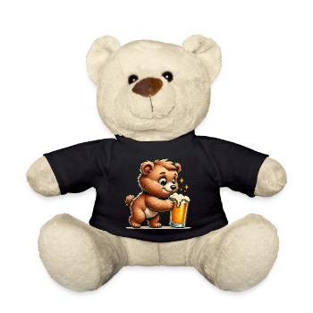 Cute Bear Drinking Beer - Teddy - Schwarz - Vorne