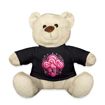 Whimsical Pink Cloud Design - Teddy Bear - black - Front