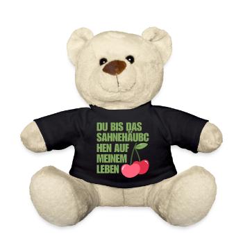 Lustige Valentinstag-Sprüche mit Kirsche drauf - Teddy - Schwarz - Vorne