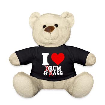 Ich liebe Drum & Bass Rum Arsch Lustiges Herz - Teddy - Schwarz - Vorne