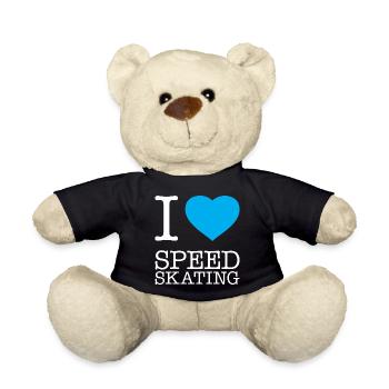 I LOVE SPEED SKATING Eisschnellauf - Teddy - Schwarz - Vorne