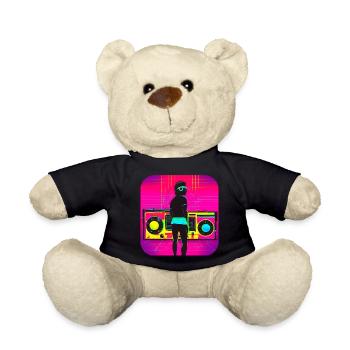 80er Radio Retro Vintage - Teddy - Schwarz - Vorne