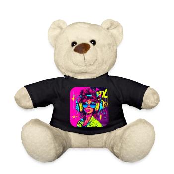 80s Party Vintage Theme Party Icon - Teddy Bear - black - Front