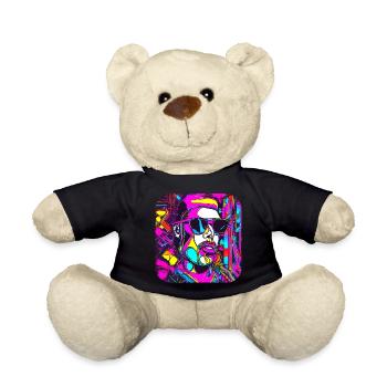 Neon Style UV Glow Party Trend - Teddy Bear - black - Front