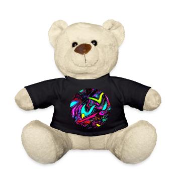 Neon Abstrakt Style Trend Glow Party - Teddy - Schwarz - Vorne