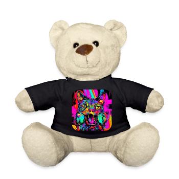 Neon Farben Bunt Kreativ Style Glow - Teddy - Schwarz - Vorne