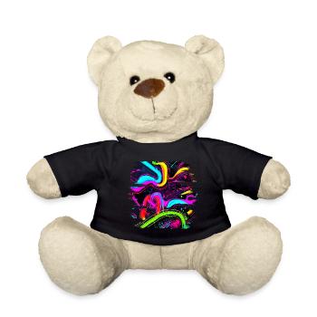 Neon Style 80s Retro Party Color Glow - Teddy - Schwarz - Vorne