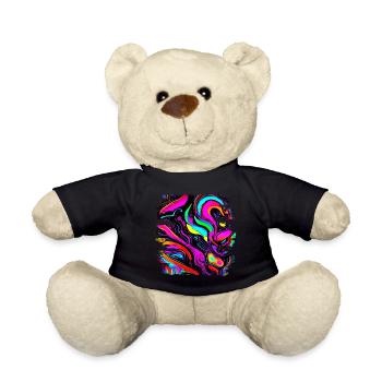 Neon Farben Bunt Kreativ Style Glow - Teddy - Schwarz - Vorne