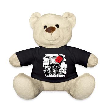 Totenschädel Tattoo Heavy Metal Rocker - Teddy - Schwarz - Vorne