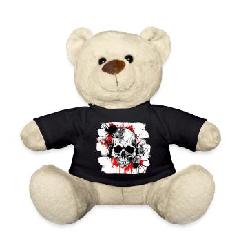 Totenschädel Splash Trash Polka Tattoo - Teddy - Schwarz - Vorne