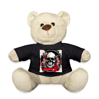 Totenschädel Tattoo Heavy Metal Rocker - Teddy - Schwarz - Vorne