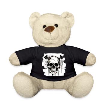 Totenschädel Rocker Heavy Metal Tattoo - Teddy - Schwarz - Vorne
