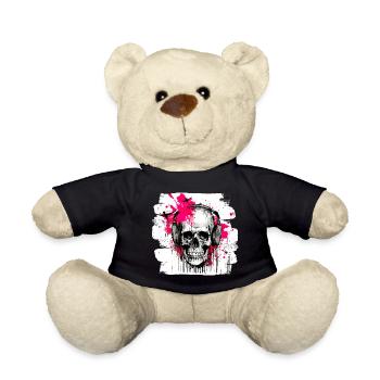 Totenschädel Tattoo Heavy Metal Rocker - Teddy - Schwarz - Vorne