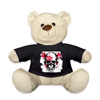 Totenschädel Splash Trash Polka Tattoo - Teddy - Schwarz - Vorne