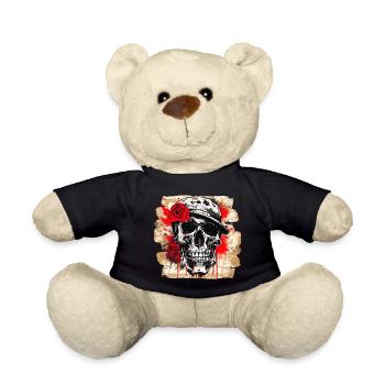 Totenschädel Tattoo Heavy Metal Rocker - Teddy - Schwarz - Vorne