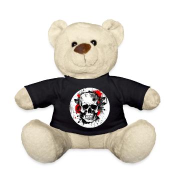 Totenschädel Tattoo Heavy Metal Rocker - Teddy - Schwarz - Vorne