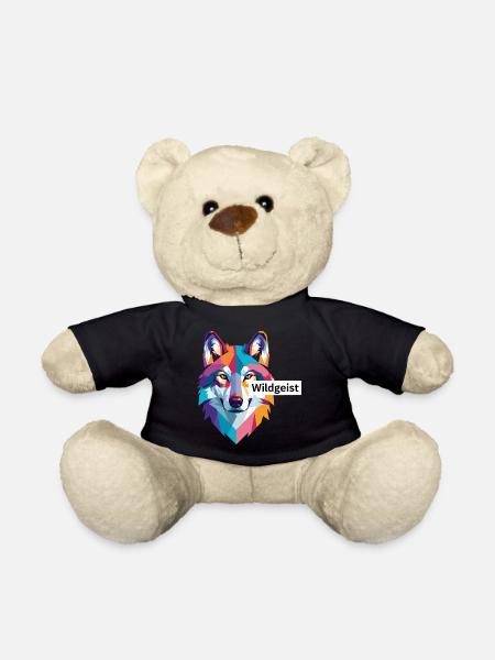 Tête de loup colorée « Wild Spirit » - Nounours - noir