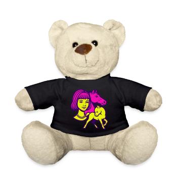 Pferdemädchen Pop-Art - Teddy - Schwarz - Vorne