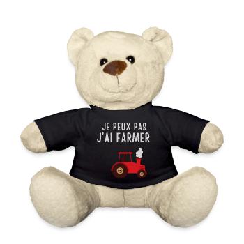 Humorous farmer in tractor - Teddy Bear - black - Front