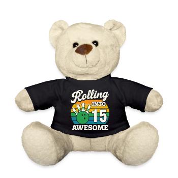 Retro Bowling Feier zum 15. Geburtstag - Teddy - Schwarz - Vorne