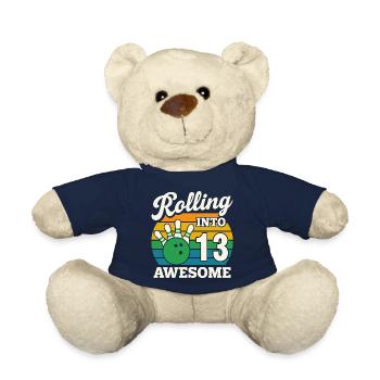 Retro Bowling 13. Geburtstag T-Shirt - Teddy - French Navy - Vorne