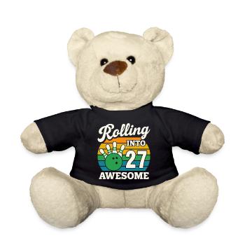 Bowling 27 Birthday Celebration Graphic - Teddy Bear - black - Front