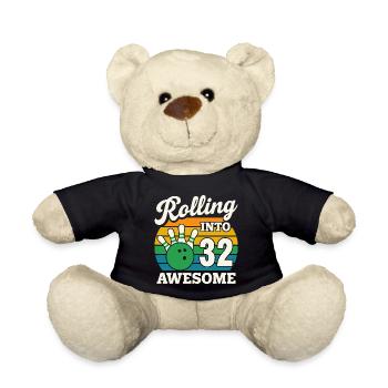 Retro Bowling 32. Geburtstag Design - Teddy - Schwarz - Vorne
