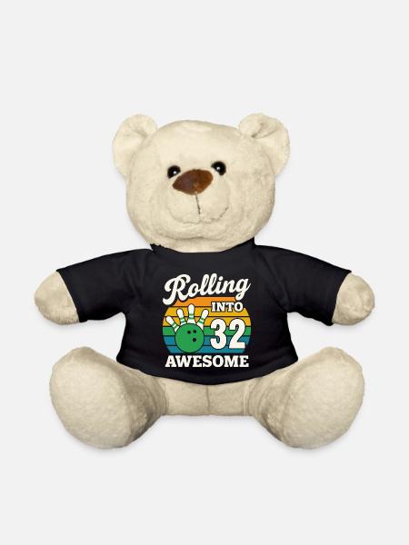 Retro Bowling 32. Geburtstag Design - Teddy - Schwarz