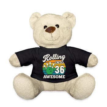 Retro Bowling 36. Geburtstag Grafik - Teddy - Schwarz - Vorne