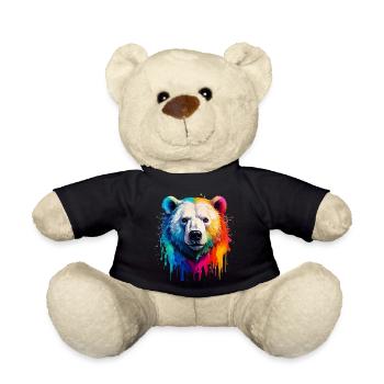 Bunter Eisbärenkopf mit Farbverlauf - Teddy - Schwarz - Vorne