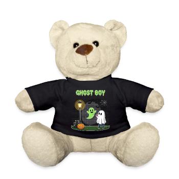 Ghost Boy Halloween Scene - Teddy Bear - black - Front