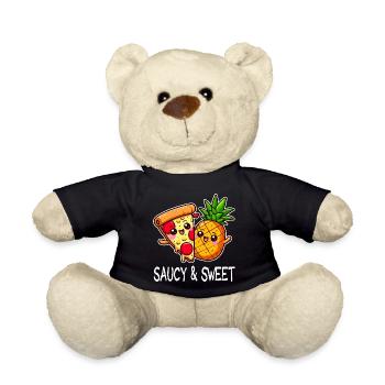 Kawaii Love Pineapple Pizza - Teddy Bear - black - Front
