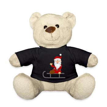 Santa Claus on the sleigh - Teddy Bear - black - Front