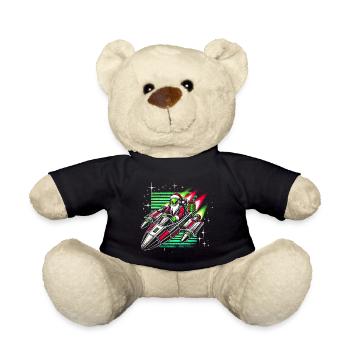 Alien Santa Space Sleigh Retro T-shirt de Noël - Nounours - noir - Devant