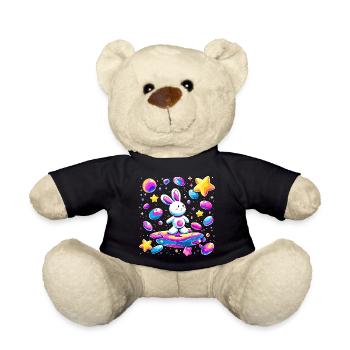 Galaktischer Hase auf Surfbrett - Teddy - Schwarz - Vorne