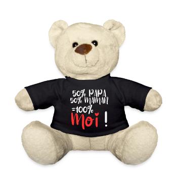 50% Dad, 50% Mom 100% Me - Teddy Bear - black - Front