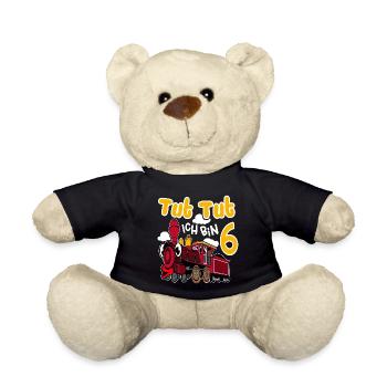 6th Birthday Locomotive - Teddy Bear - black - Front