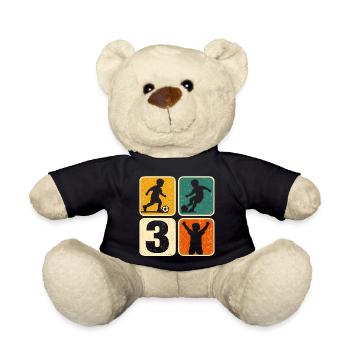 3 Football Birthday Boy 3 Years Ball - Teddy Bear - black - Front