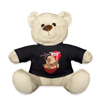 Wasserschwein Isst Ramen Suppe Niedlich Lustig - Teddy - Schwarz - Vorne