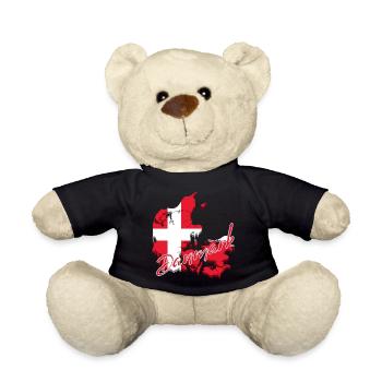 Drapeau de carte Danemark, j’adore le Danemark - Nounours - noir - Devant