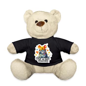Chat et Souris Heureux Ensemble - Nounours - noir - Devant
