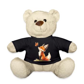 Fox with Butterfly - Teddy Bear - black - Front