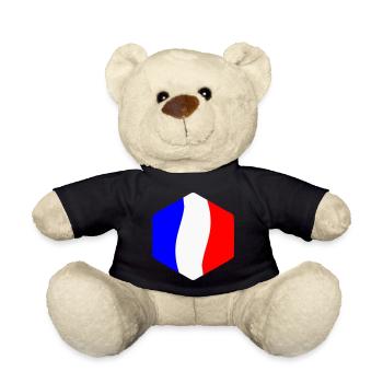 Abstrait Tricolore Bleu Blanc Rouge Courbe - Nounours - noir - Devant