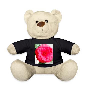 Intense Pink Camellia - Teddy Bear - black - Front