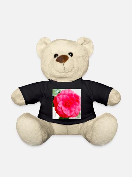 Intense Pink Camellia - Teddy Bear - black