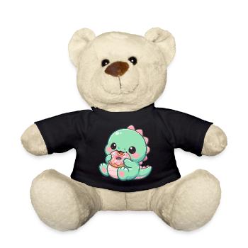 Little dino snacking donut - Teddy Bear - black - Front