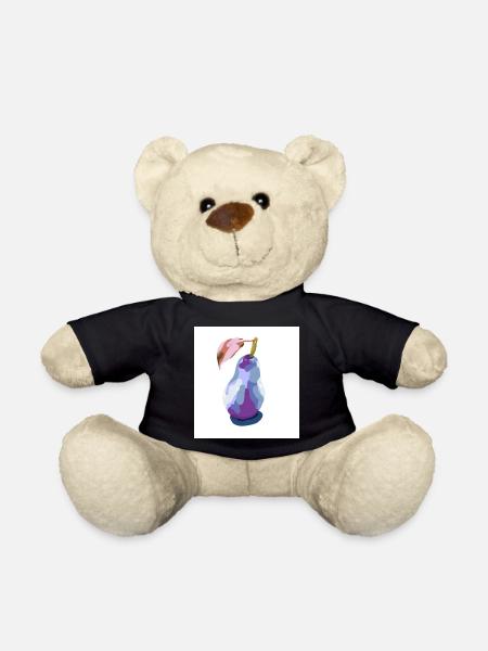 Pear in Pastels Abstract - Teddy Bear - black