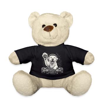 Labrador Retriever DJ Hund Kopfhörer Geschenk - Teddy - Schwarz - Vorne