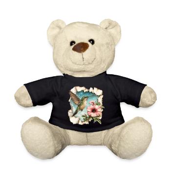 Hummingbird with flower - Teddy Bear - black - Front