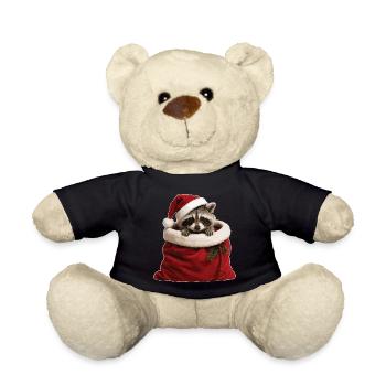 Waschbär im Weihnachtssack - Teddy - Schwarz - Vorne